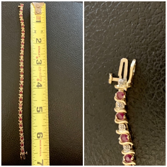 🔥🔥SUPER SALE🔥🔥PRICE FIRM✅👑Beautiful Genuine Ruby Diamond Gold Bracelet - Picture 6 of 14